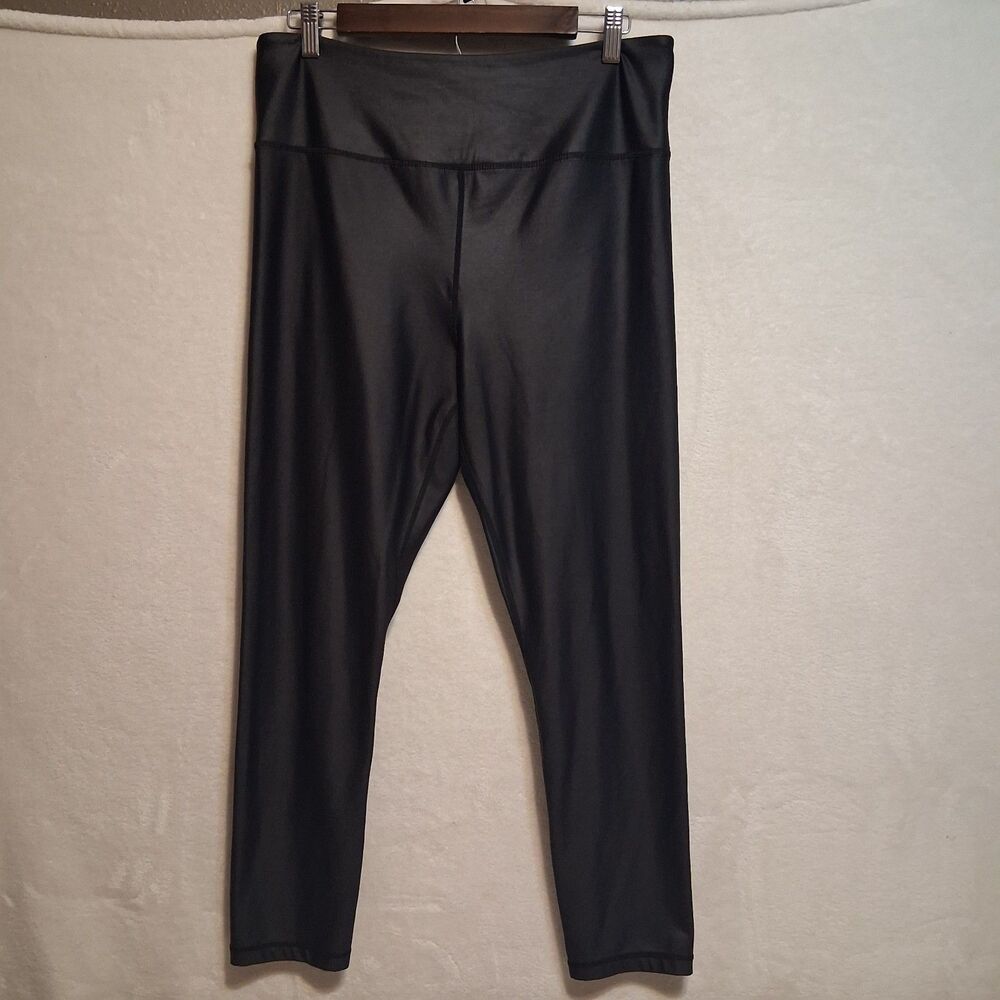 Zyia Active 16/18 Leggings Black Shimmer Full Length Yoga Workout Gym Athleisure